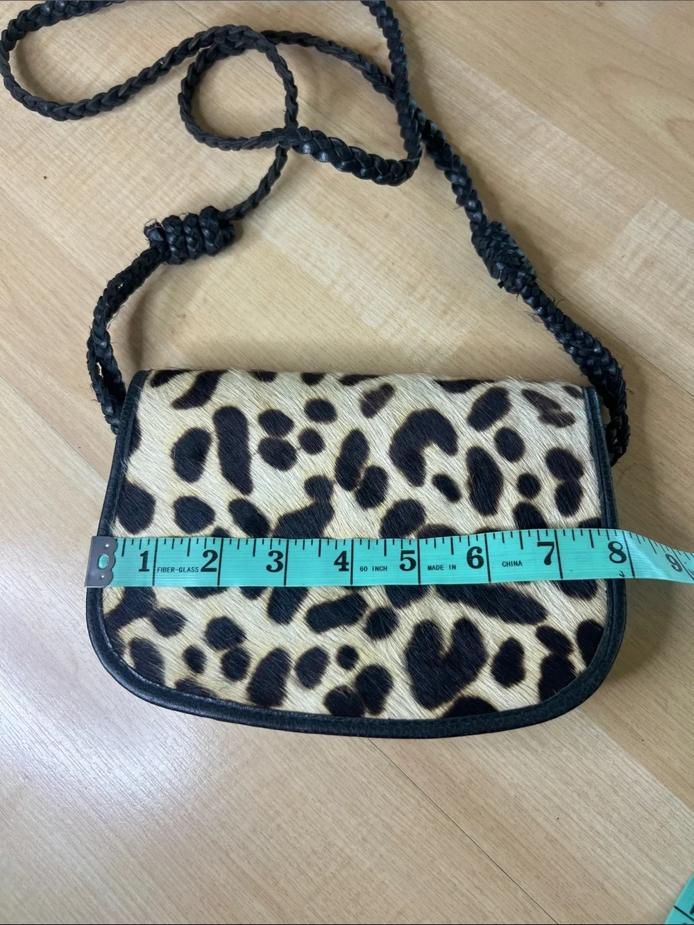 Leopard Print Crossbody Bag with Braided Strap